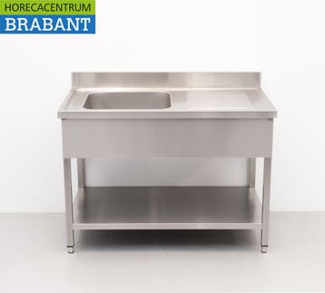 HCB RVS Spoeltafel spoelbak links 120 x 70 cm Horeca, Ophalen of Verzenden, Nieuw in verpakking
