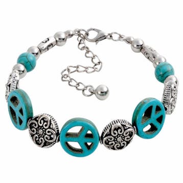 Fako Bijoux - Armband - Turquoise - Peace Trio, Verzenden, Nieuw
