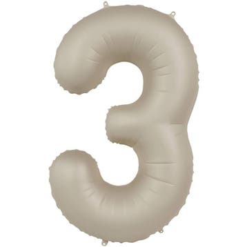 Folie Ballon cijfer 3 Cream Latte 86 cm, Verzenden, Nieuw, Feestartikel, Verjaardag