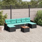 vidaXL 8-delige tuinbankset met kussens, zwart polyrotan, Verzenden, Nieuw, Rotan