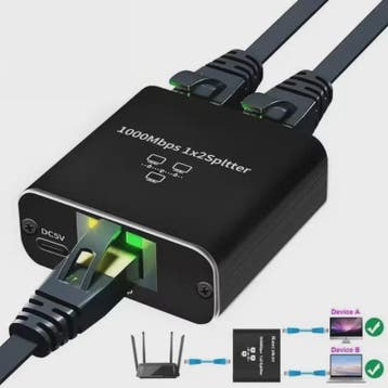 Gigabit RJ45 Splitter 1 naar 2 - 1000M Ethernet Netwerk Kabe, Verzenden, Nieuw