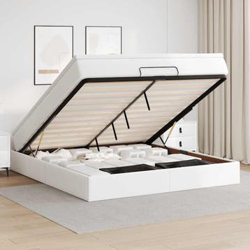 vidaXL Ottoman bed met matras 160x200cm kunstleer wit, Overige materialen, Verzenden, Wit, 200 cm