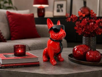 Beeld, French bulldog with tie and sunglasses - 40 cm -