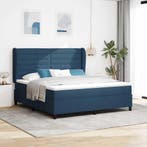 vidaXL Boxspring bed met matras met hoofdeinde Blauw 180 x, Verzenden, Nieuw, Blauw, Stof