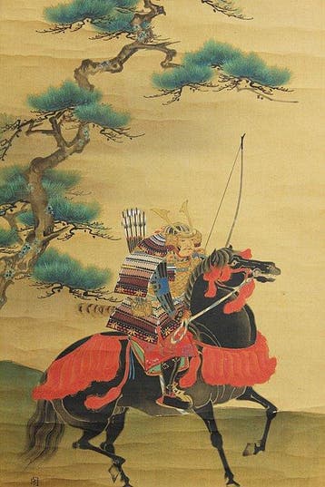 Musha-e (Pine tree and Archer Samurai) - With signature