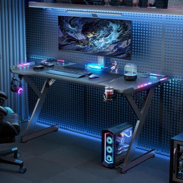 Gaming bureau - Gaming desk - Gaming tafel - 160x60 cm - Zwa, Verzenden, Zo goed als nieuw