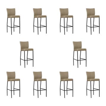 Set van 10 Leren barkrukken Revolt hoog - Hermes Mocca, Ophalen of Verzenden, Nieuw, Leer