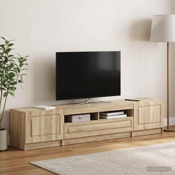 vidaXL LED tv-meubel UTRECHT 3 st Sonoma Eiken Bewerkt hout, Minder dan 50 cm, Verzenden, Nieuw, Minder dan 100 cm