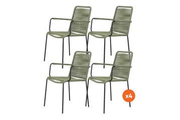 VDG Set van 4 - Denver Rope stapelbare stoel - Groen, Tuin en Terras, Tuinstoelen, Verzenden, Nieuw, Overige materialen