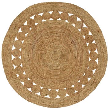vidaXL Vloerkleden Naturel Ø 150 cm Jute, Huis en Inrichting, Stoffering | Tapijten en Kleden, Verzenden, Nieuw, Bruin