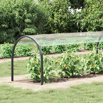 vidaXL Plantenafdekking met zeilringen 1x8 m PVC, Verzenden