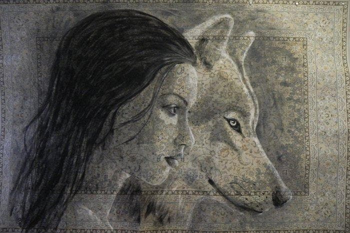 Jacqueline Klein Breteler - Leto, portrait painting on a, Antiek en Kunst, Kunst | Schilderijen | Modern