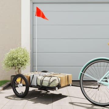 vidaXL Fietstrailer 126x63x34 cm ijzer zwart, Verzenden, Nieuw