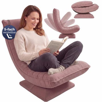 Fauteuil Aberdeen donkerroze ribstof, 5-standen verstelba..., Huis en Inrichting, Verzenden