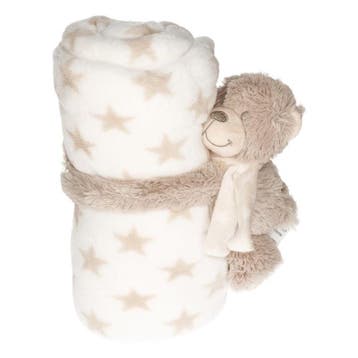 Baby/kinder wit dekentje met knuffelbeer - zacht, Verzenden, Nieuw