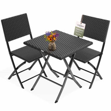 Polyrotan Tuinset 3-delig Zwart (Voor in Huis), Verzenden, Nieuw