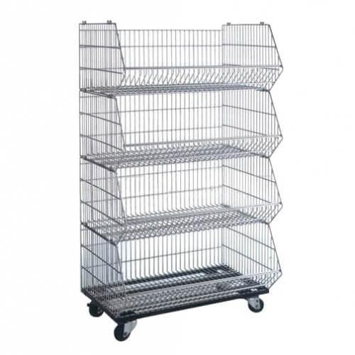 Set van 4 draadmanden 95x77x50cm op wielen, gebruikt, Zakelijke goederen, Kantoor en Winkelinrichting | Winkel en Inventaris, Ophalen of Verzenden