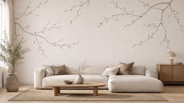 Bloesem behang – fijne witte bloemen op licht linnen, Huis en Inrichting, Bloemen, Overige merken, Wit, Ophalen of Verzenden