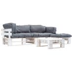 vidaXL 4-delige Loungeset pallet met grijze kussens hout, Verzenden, Nieuw, 4 zitplaatsen, Loungeset