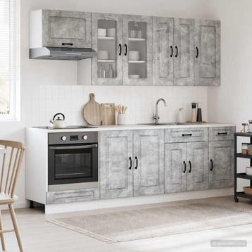 vidaXL Keukenblok KALMAR 8 st Betongrijs Bewerkt hout, Verzenden, Nieuw, Grijs
