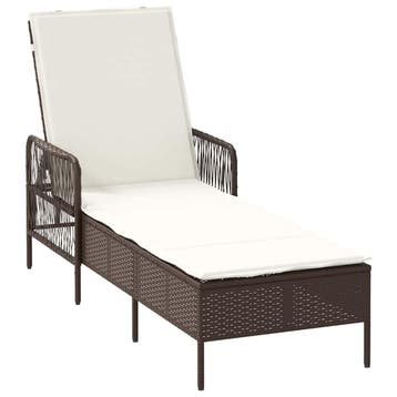 vidaXL Ligstoel Bruin en Crème Wit 55 x 200 x 92 cm poly, Tuin en Terras, Ligbedden, Verzenden, Nieuw