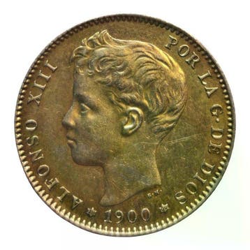 Spanje. 1 Peseta Alfonso XIII 1900 Madrid (Zonder