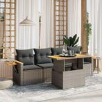 vidaXL 5-delige Loungeset met kussens poly rattan grijs, Verzenden, Nieuw, Loungeset