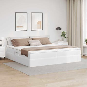vidaXL Opslag bed met matras met matras Wit 200 x 200 cm Nep, Verzenden, Nieuw, Wit, Overige materialen