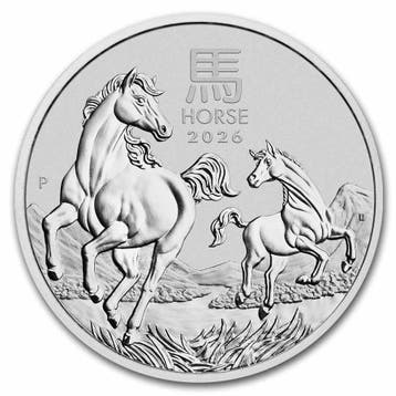 Lunar III - Year of the Horse - 1/2 oz t/m 1 kg 2026, Verzenden, Losse munt, Zilver