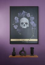 DingemanseArt - Skull and Violets, Antiek en Kunst, Kunst | Schilderijen | Modern