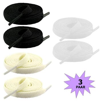 Fako Fashion - Schoenveters - Plat - 8mm - 120cm - 3 Paar -, Verzenden, Nieuw
