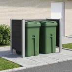 vidaXL Afvalbak Schutting Grijs 161 x 85 x 115 cm Aluminium, Verzenden, Nieuw
