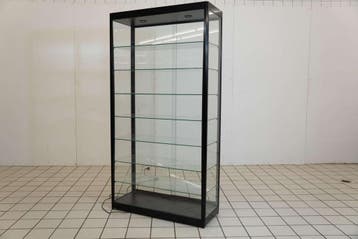 Zwarte vitrinekast met glazen legplanken, Ophalen of Verzenden, Nieuw
