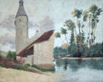 École française (XIX-XX) - NO RESERVE - Vue paisible au bord
