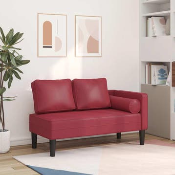 vidaXL Chaise longue met kussens kunstleer wijnrood, Verzenden, Nieuw