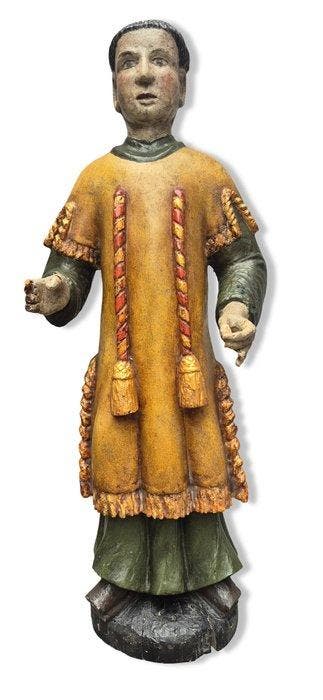 Beeld, Heilige Laurentius of Stephanus - 54.5 cm - Hout