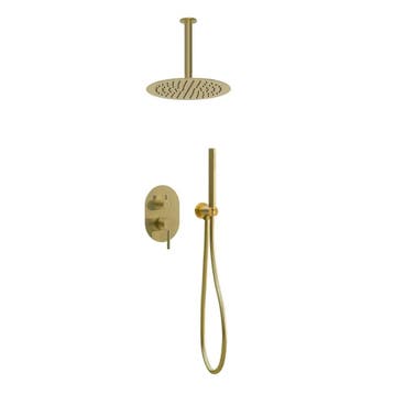 Inbouw regendouche met plafond arm 25cm douchekop mat goud, Verzenden, Nieuw