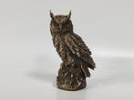 Beeld, Bronze owl sculpture - 15 cm - Legering, Messing