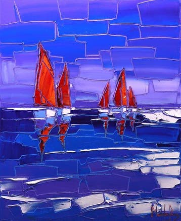 Caroline Mandrafina - Pfleger  Voiles rouges en pleine mer