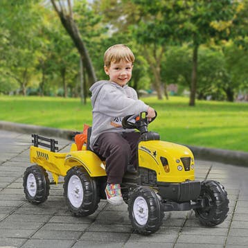 Gele Trap tractor met Aanhanger voor Kinderen - Rijplezier t, Verzenden, Nieuw
