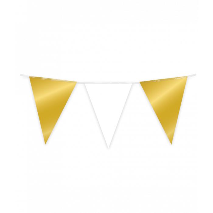 Vlaggenlijn Goud en Wit 10mtr, Hobby en Vrije tijd, Feestartikelen, Feestartikel, Nieuw, Verzenden