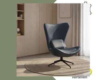 Leren draaifauteuil Soul - Toledo Marine (blauw) - Stervoet, Bohemian, Modern, Scandinavisch, Nieuw, Ophalen of Verzenden, 75 tot 100 cm