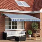 vidaXL Vervangingsdoek voor zonnescherm Blauw en Wit 450 ×, Verzenden, Nieuw