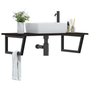 vidaXL Badkamer wandschap staal en massief eikenhout, Verzenden, Nieuw