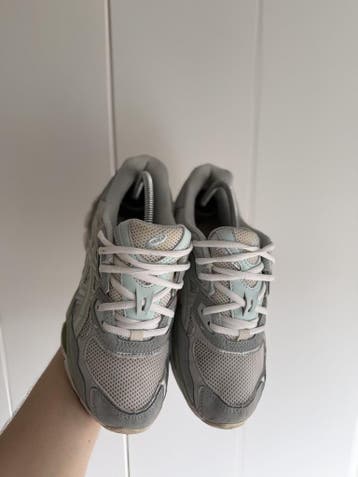 Asics Gel-NYC – Grijs/Lichtblauw/Groen – Maat 37, Overige kleuren, Verzenden, Sneakers of Gympen, Gedragen