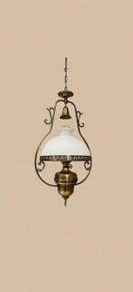 Plafondlamp - Glas, Metaal - Franse plafondlamp