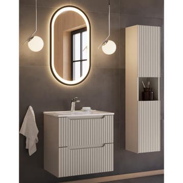 Badkamermeubel Solerno Compact Taupe 80CM (Badkamermeubels), Huis en Inrichting, Ophalen of Verzenden, Nieuw