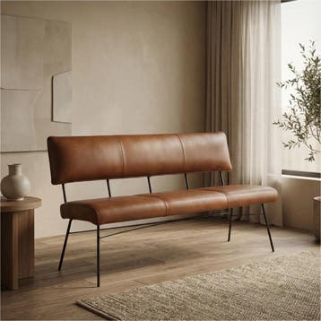 Leren eetkamerbank Solid - Granada Savannah (cognac) -, Ophalen of Verzenden, Nieuw, Leer