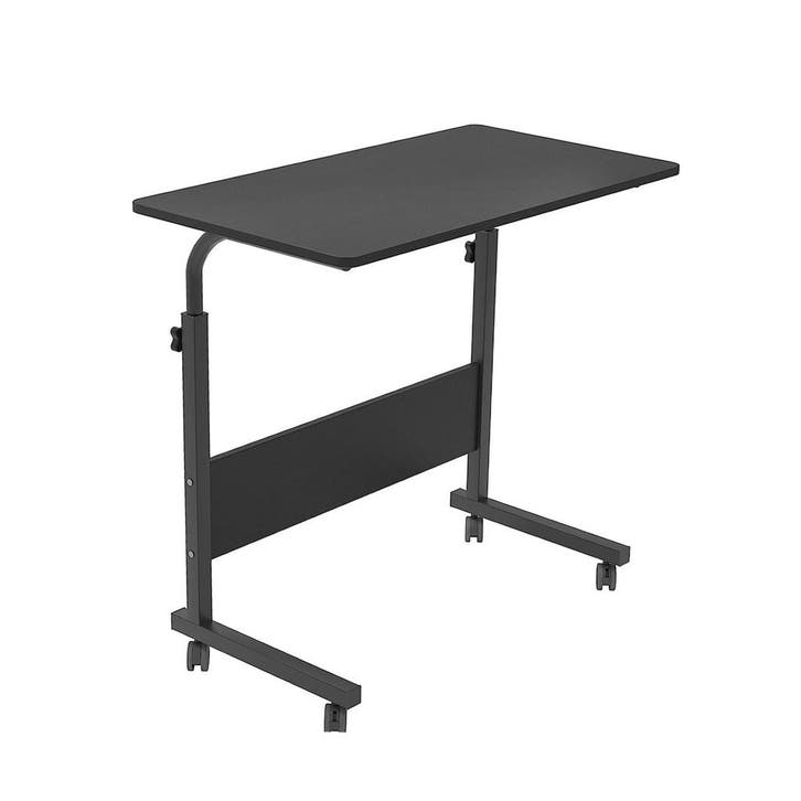 Laptoptafel op Wieltjes - Zwart - 80 cm x 40 cm - In Hoogte, Computers en Software, Laptopstandaarden, Nieuw, Verzenden