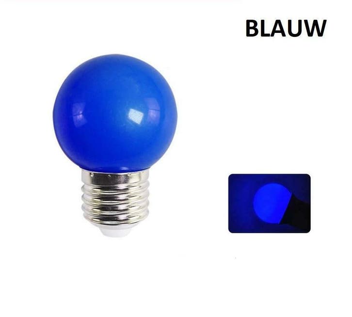 LED Bollamp E27 - 2 Watt - Blauw, Huis en Inrichting, Lampen | Losse lampen, Nieuw, Ophalen of Verzenden